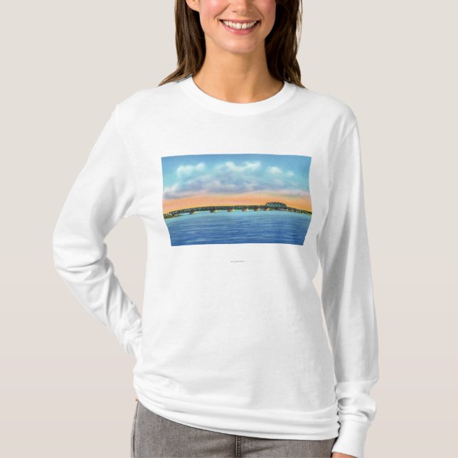 Distant Lake View of the New Bridge T-Shirt (Front)