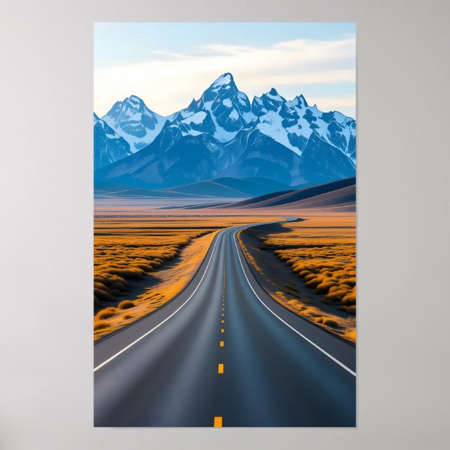 Distant Mountain Peaks Poster (Front)