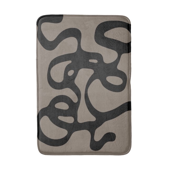 Distant Signals: Abstract Black & Grey Bath Mat (Front Vertical)