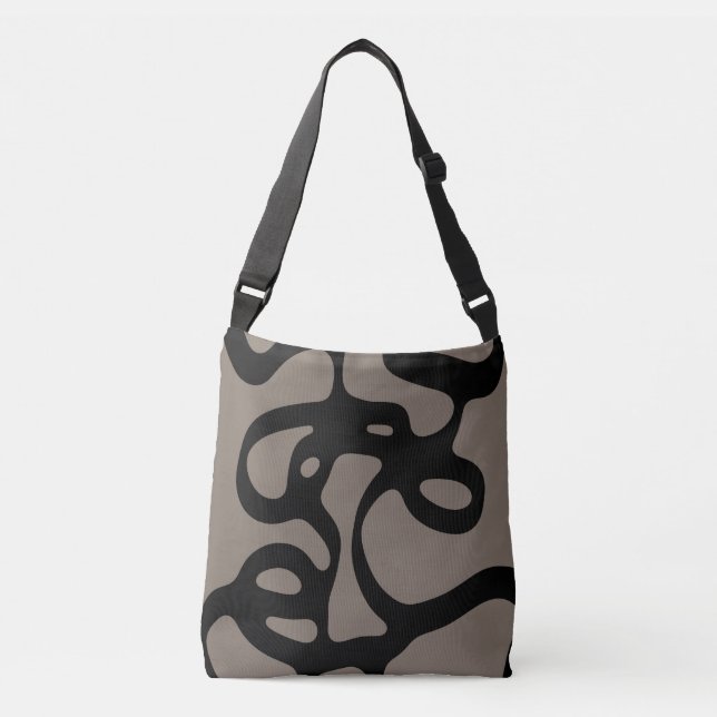 Distant Signals: Abstract Black & Grey Crossbody Bag (Front)