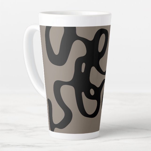 Distant Signals: Abstract Black & Grey Latte Mug (Left Angle)