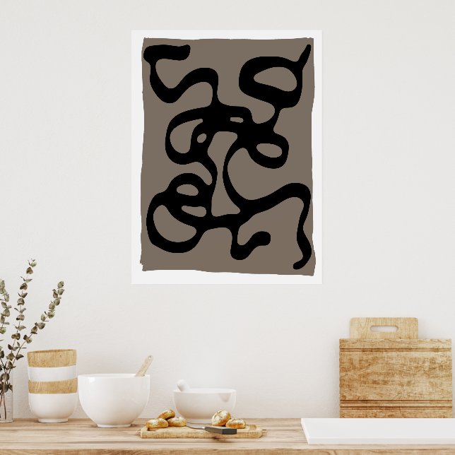 Distant Signals: Abstract Black & Grey Poster (Kitchen)
