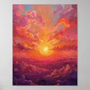 Distant Sun with Swirling Clouds Poster