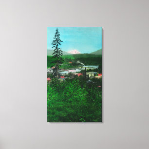 Distant View of Glacier Peak and Town Canvas Print