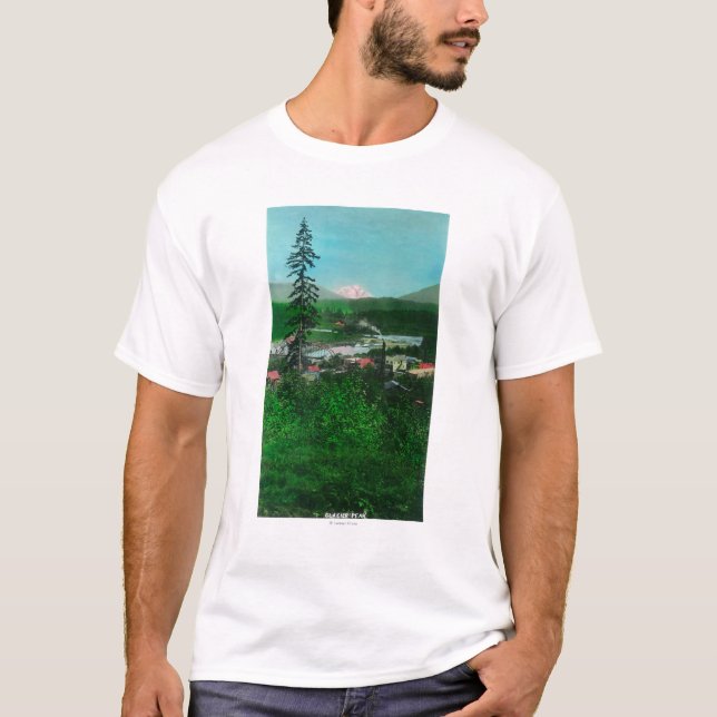 Distant View of Glacier Peak and Town T-Shirt (Front)