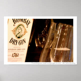 Distilled grain mash and juniper berries poster