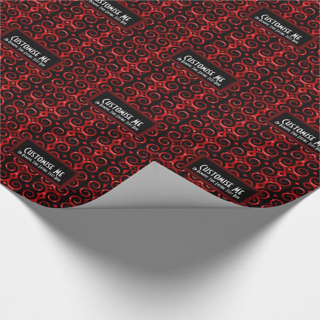 Distinctive black swirls (Red) Wrapping Paper (Corner)
