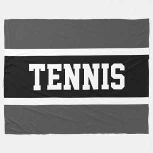 Distinctive Dark Grey Black Stripes TENNIS Text Fleece Blanket