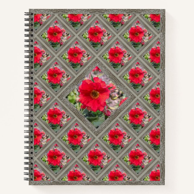 Distinctive Notebook with Lovely Red Nemesias (Front)