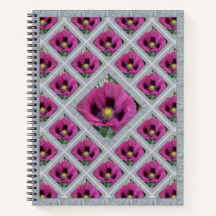 Distinctive Notebook with Magenta Poppies