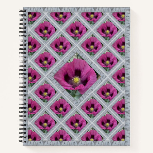 Distinctive Notebook with Magenta Poppies (Front)