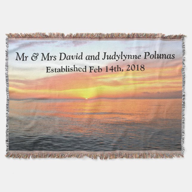 DISTINCTIVE PERSONALIZED SUNRISE WEDDING BLANKET (Front)