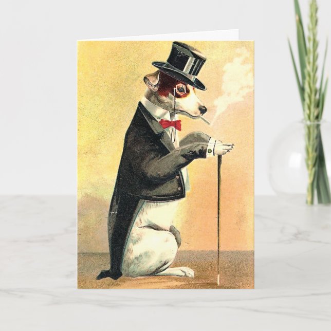 Distinguished Dog New Year Wishes Holiday Card (Front)