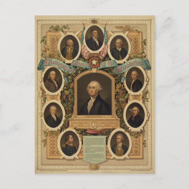 Distinguished Masons of the American Revolution Postcard (Front)