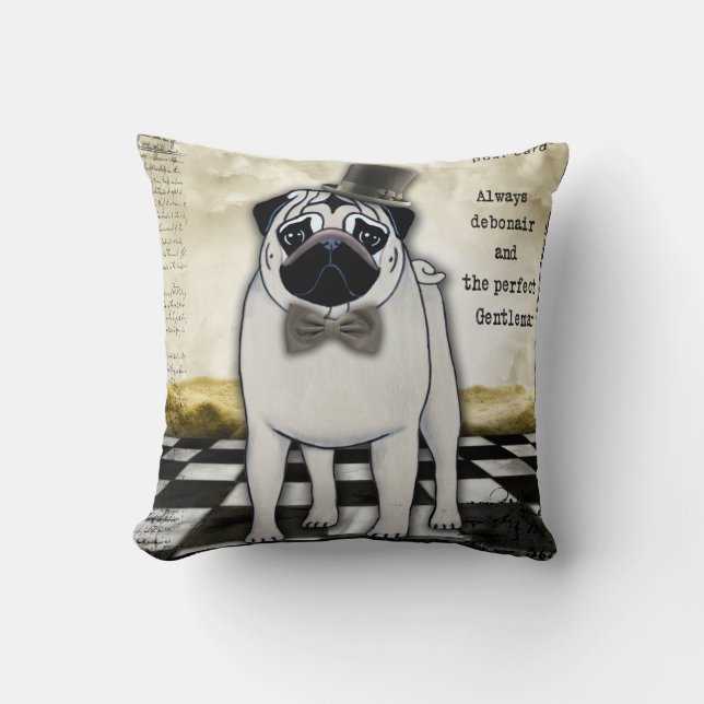 Distinguished Pug pillow (Front)