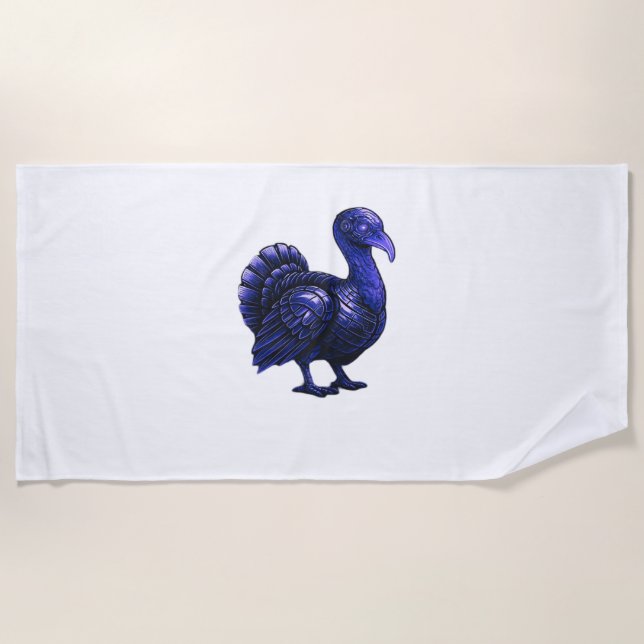 Distopian Turkey Thanksgiving Design Classic T-Shi Beach Towel (Front)