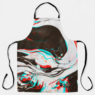 Distorted and glitched texture of marbled ink surf apron