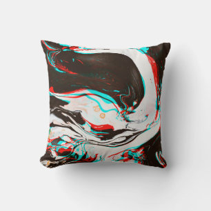 Distorted and glitched texture of marbled ink surf cushion