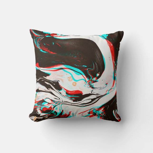 Distorted and glitched texture of marbled ink surf cushion (Front)