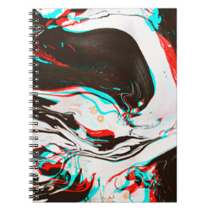 Distorted and glitched texture of marbled ink surf notebook