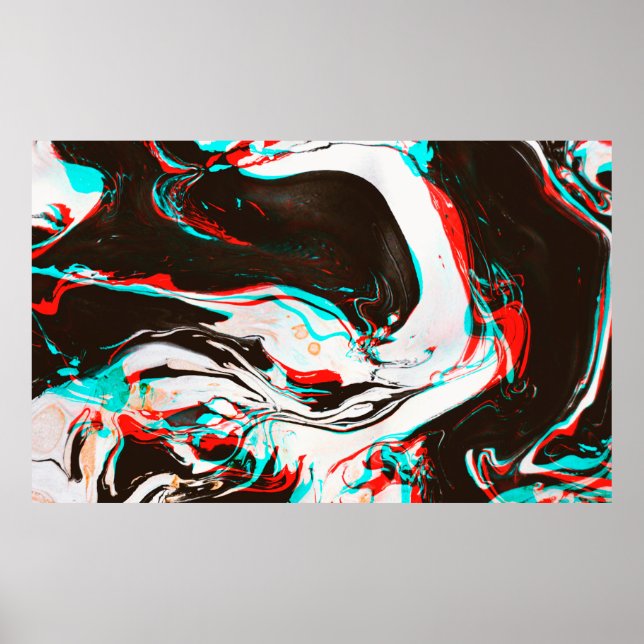 Distorted and glitched texture of marbled ink surf poster (Front)
