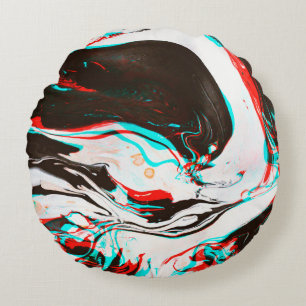 Distorted and glitched texture of marbled ink surf round cushion