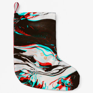 Distorted and glitched texture of marbled ink surf small christmas stocking