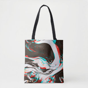 Distorted and glitched texture of marbled ink surf tote bag