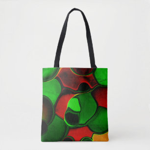 Distorted and strange shapes, red and green colors tote bag