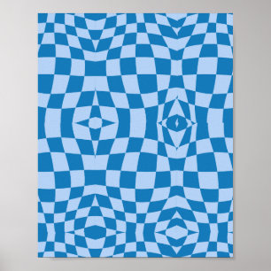 Distorted Checkered Pattern Poster