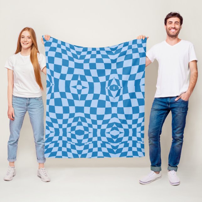 Distorted Chequered Pattern Fleece Blanket (In Situ)