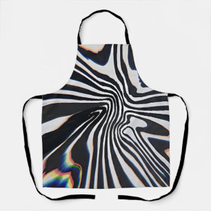 Distorted Line Art Prismatic Glitch Apron