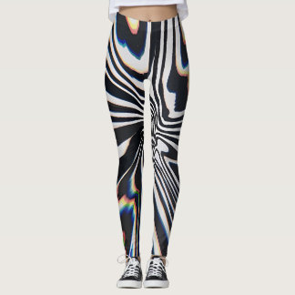 Distorted Line Art Prismatic Glitch Leggings
