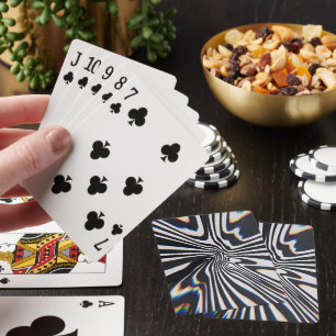 Distorted Line Art Prismatic Glitch Playing Cards