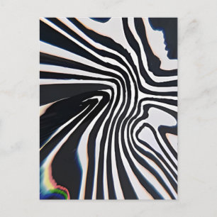 Distorted Line Art Prismatic Glitch Postcard