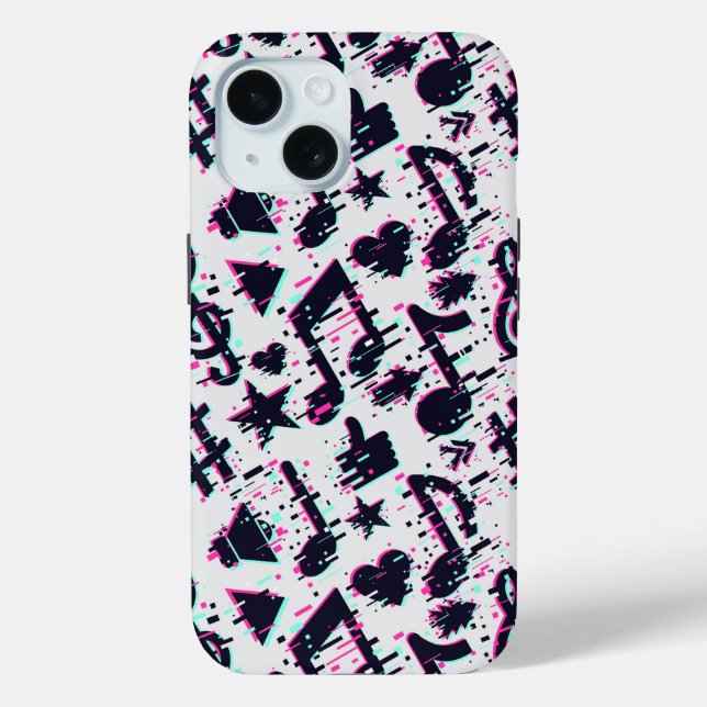 Distorted Musical Notes & Hearts Pattern Case-Mate iPhone Case (Back)