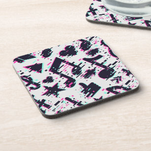 Distorted Musical Notes & Hearts Pattern Coaster