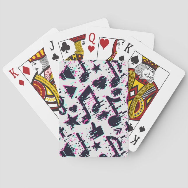 Distorted Musical Notes & Hearts Pattern Playing Cards (Back)