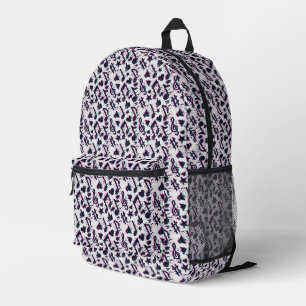 Distorted Musical Notes & Hearts Pattern Printed Backpack