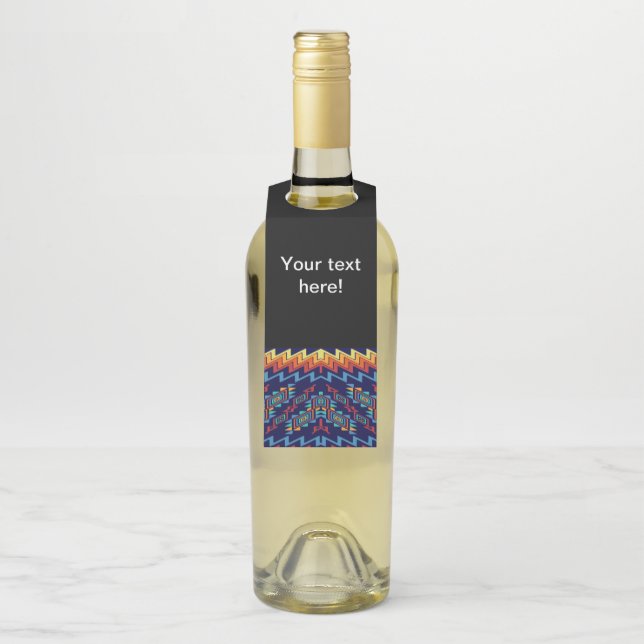 Distorted shapes abstract design bottle tag (On Bottle)