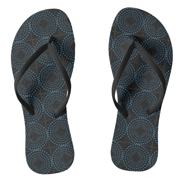 Distortion Circle 01b.Black BG Flip Flops (Footbed)