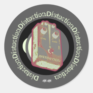 Distortion Pedal Off Yellow Classic Round Sticker