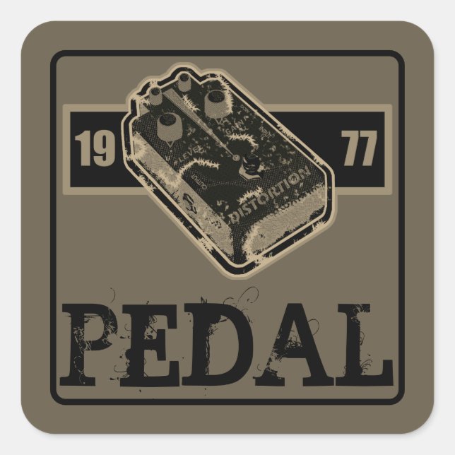 Distortion Pedal  Square Sticker (Front)