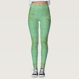 Distortion Wireframe 10 BBK.W LGreen BG Leggings