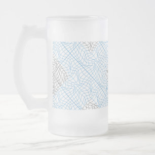 Distortion Wireframe 10 BBK.W White BG Frosted Glass Beer Mug