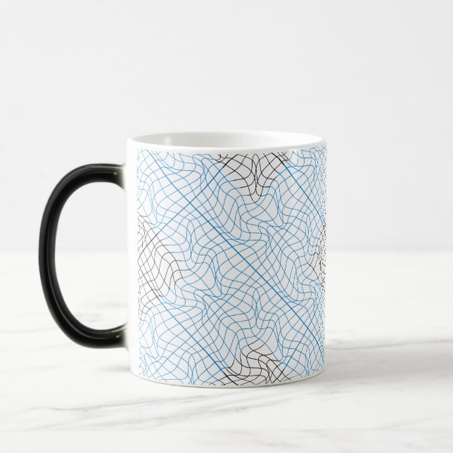 Distortion Wireframe 10 BBK.W White BG Magic Mug (Left)