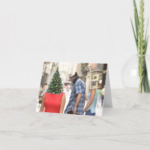 Distracted boyfriend cat Christmas meme Holiday Card
