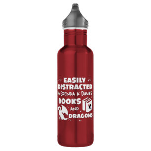 Distracted By Brenda K Davies Books and Dragons 710 Ml Water Bottle