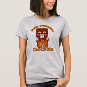 Distracted by Chocolate Cartoon Chocolate Bar  T-Shirt