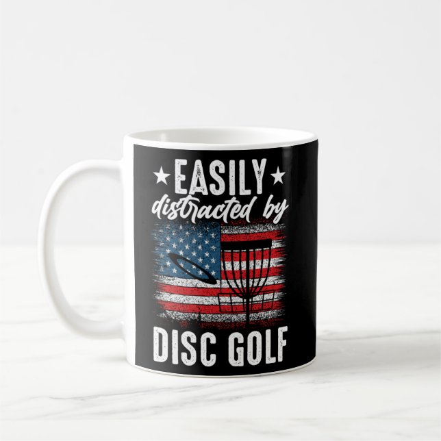 Distracted By Disc Golf Golfing Player Golfer Spor Coffee Mug (Left)